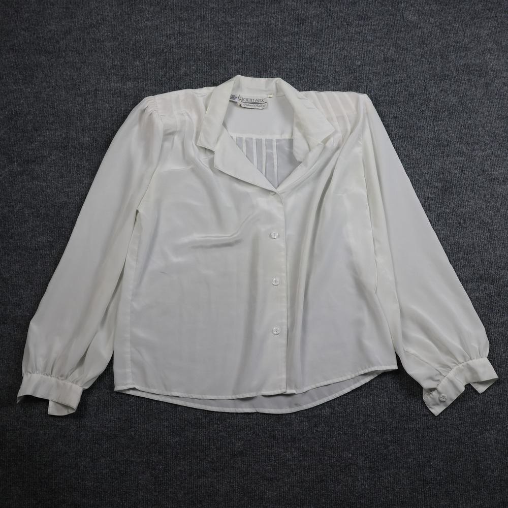 Peters & Ashley Shirt Womens‎ 12 White Liquid Silk Satin Button Front Blouse